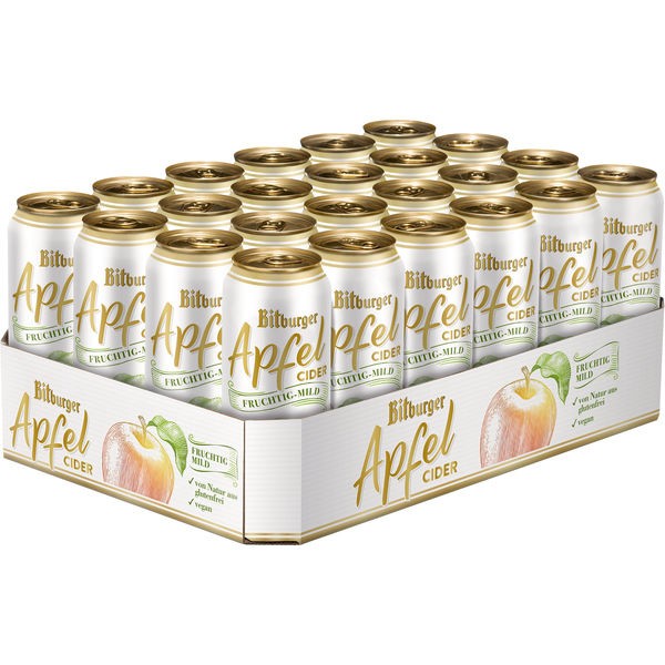 24 blikjes 0,5L Bitburger appelcider alc. 5,3% vol aanbetaling gratis