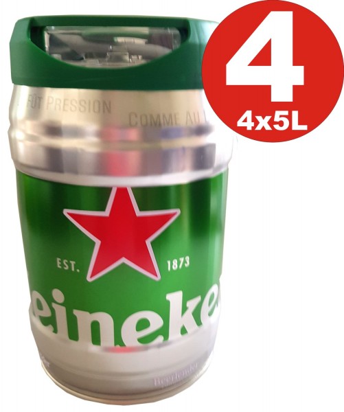 4 x Heineken Partyfass 5L draughtkeg 5%vol.