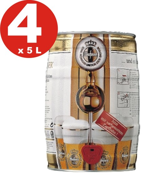 4 x Warsteiner Pils 5 L Partyfass 4,8 % vol.