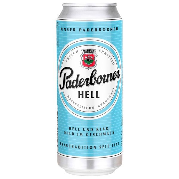 24 x Paderborner Hell 0,5L blik 5,1% vol.alc. WEGWERPBAAR