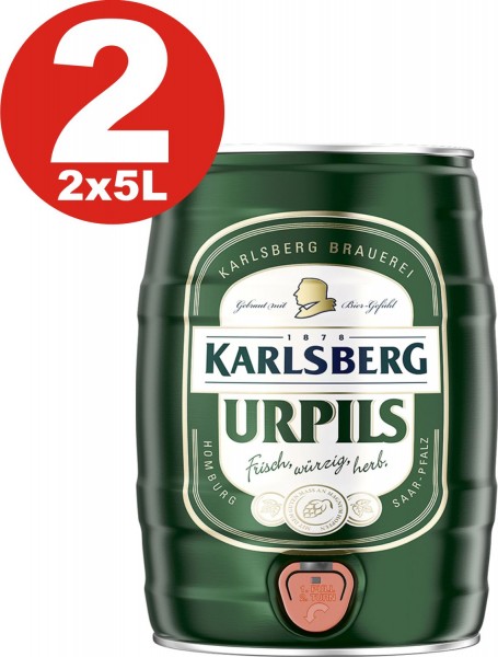 2 x Karlsberg Urpils 5 L Partyfass 4,8 % vol.