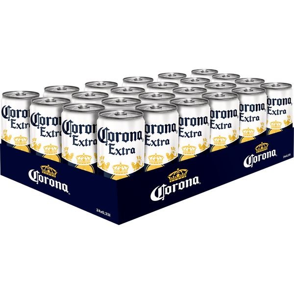 24 Corona Extra blikjes met 0,33L bier 4,5% alcohol inc. € 6,00 eenmalige borg