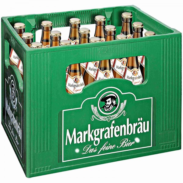 20 x Markgrafenbräu Export 0,5 L- 5,1 % Alkohol Originalkiste MEHRWEG