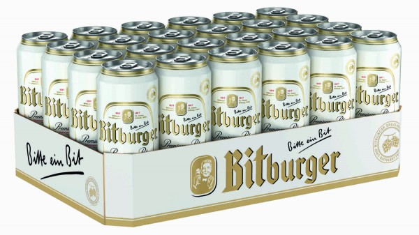 24x0,5L Dosen Bitburger Pils 4,8% Vol._EINWEG - zerbeult Reduziert