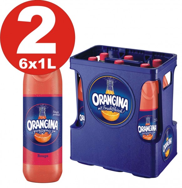 2 x 6 Orangina Limonade rouge 1Liter -12 Flaschen in Originalkisten MEHRWEG MHD: 9.8.2024