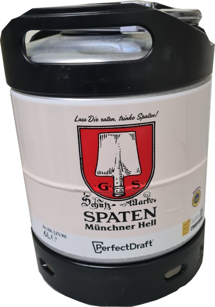 Spaten Münchner Hell Perfect Draft herbruikbaar 6 liter vat 5,2% vol. Herbruikbare aanbetaling