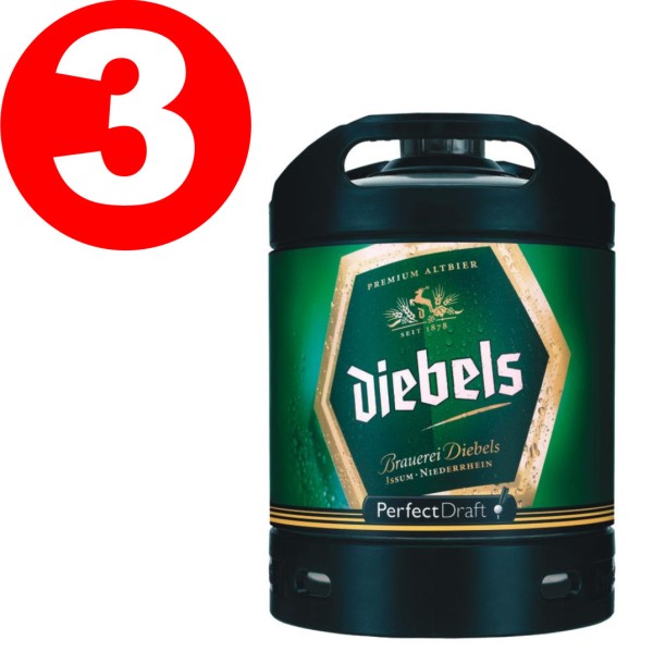 3 x Diebels Alt Perfect Draft Fass 6 Liter 4,9 % vol. MEHRWEG