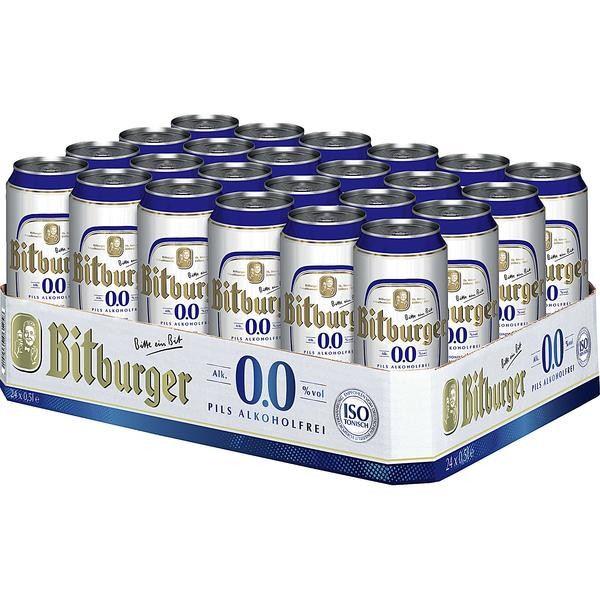 24x0,5L Dosen Bitburger Pilsener 0.0 ALKOHOLFREI EINWEG