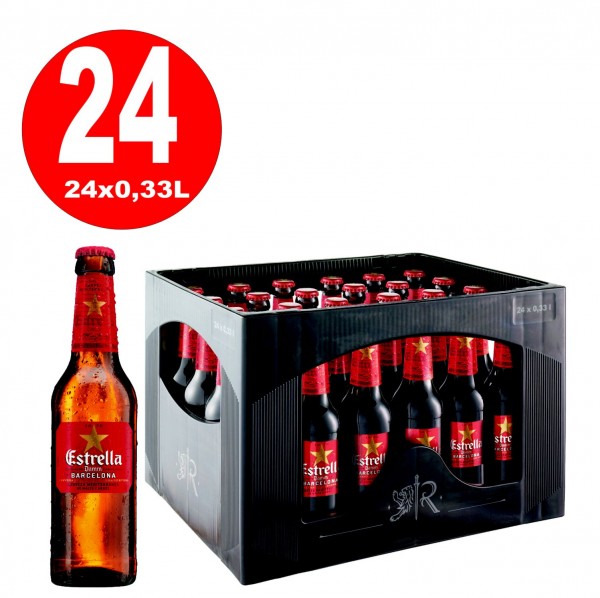 24 x Estrella Damm spanisches Lagerbier 5,4% vol. 0,33l Flaschenkarton MEHRWEG