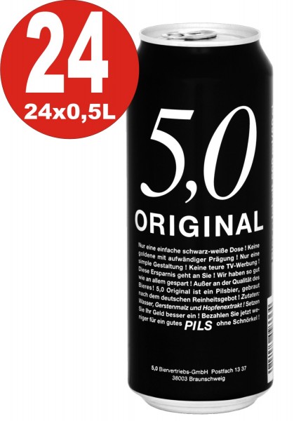 24x0.5L blikken 5.0 Originele Pilsner 5% Vol blik bier_disposable deposit