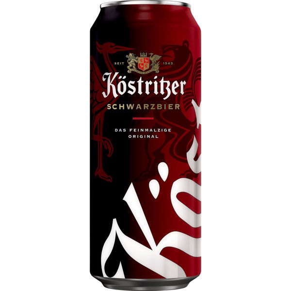 24 blikken van 0,5 L Koestritzer Schwarzbierc 4.8 Vol.EINWEG