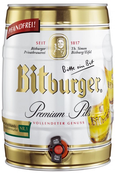 120 x Bitburger Premium Pils 5 Liter Partyfass 4,8% vol-