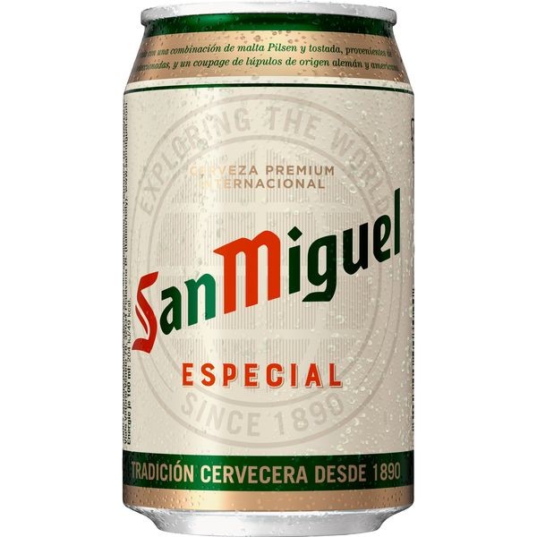 24 blikken van 0,33 liter San Miguel Especial 5,4% vol inclusief wegwerpwaarborg -VERLAAGD Houdbaar tot: 30 november 2023