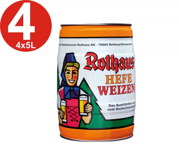 4x Rothaus Hefeweizen 5 L Partyfass5,4% vol REDUZIERT MHD:13.12.2023