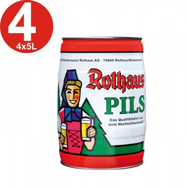 4x Rothaus Pils 5 L Partyfass 5,1% vol