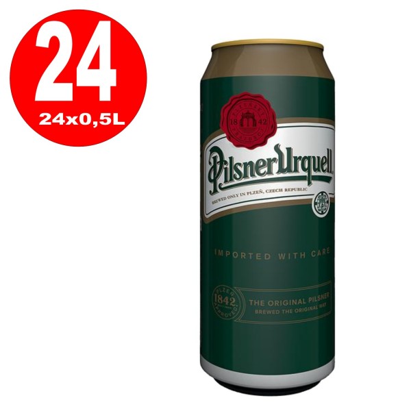 24 Pilsner Urquell 0,5 l 4,4% vol blikken met unidirectionele aanbetaling Reduced MHD:08.02.2024