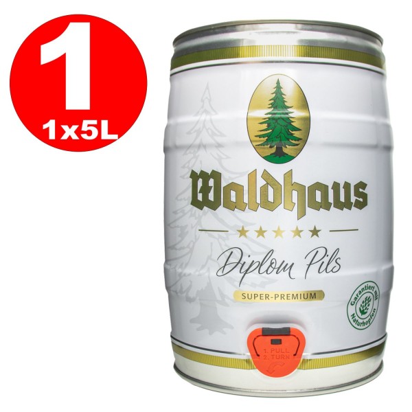 Waldhaus diplom pils 5 Liter 4,9% vol. Partyfass REDUZIERT MHD:03/2023