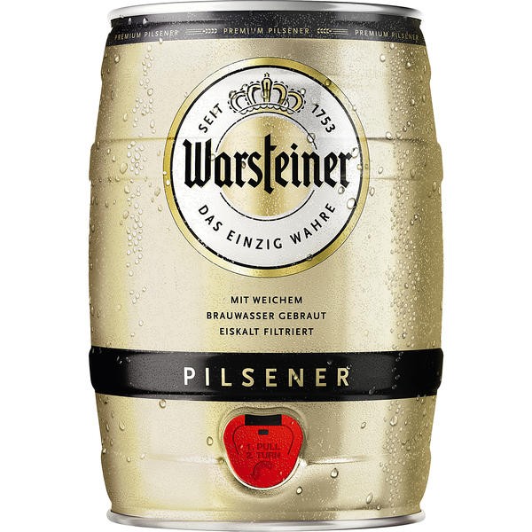 2 x Warsteiner Pils 5 L Partyfass 4,8 % vol.