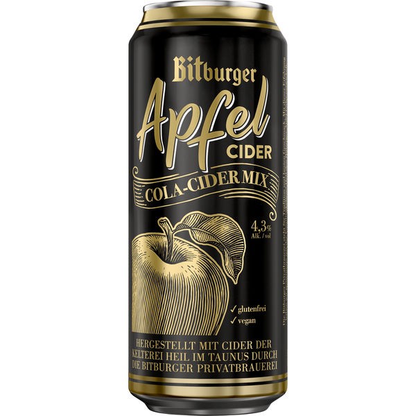 24 blikken 0,5L Bitburger Appel Cola Cider alc. 4,3% vol eenmalige storting