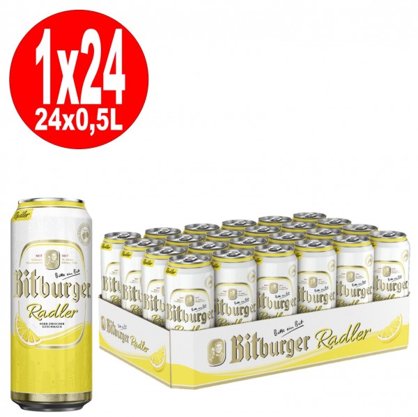 24x0,5L Dosen Bitburger Radler 2,5% Vol._EINWEG Reduziert MHD: 30.03.2024