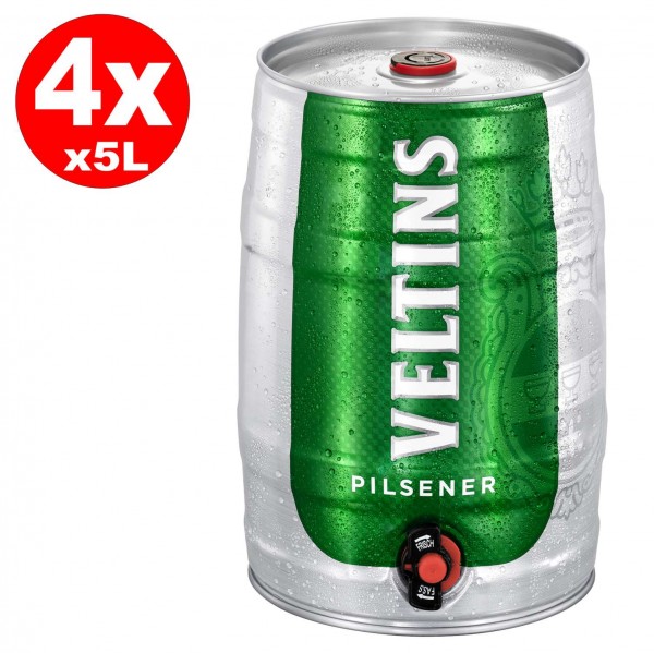 4 x Veltins Pilsener 5 liter feestvat 4,8% vol.