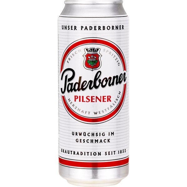 24 x Paderborn Pilsener 0,5L blik 4,8% vol.alc. EEN MANIER