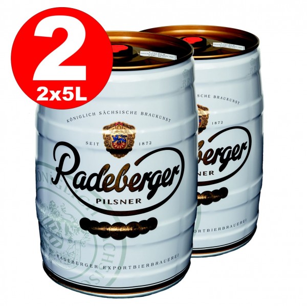 2 x Radeberger Pilsener 5 Liter Partyfass 4,8% vol - EINWEG