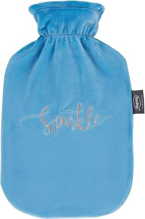 Fashy 67466 50 kruik met fleece hoes en Borduursel Sparkle 2,0L, lichtblauw