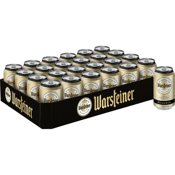 24 x blikjes Warsteiner Pils 0,33L, 4,8% vol. Eenmalige aanbetaling VERLAAGD MHD: 22.11.22