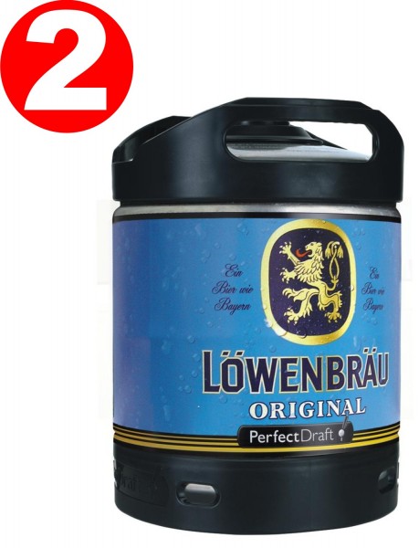 2 x Löwenbräu Original Perfect Draft 6 liter vat 5,2% vol statiegeld