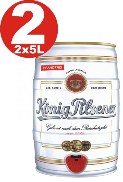 2 x König Pilsener 5 Liter Partyfass 4,9% vol- EINWEG