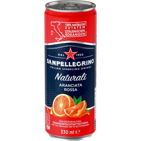 24 blikken San Pellegrino Naturali Aranciata Ross 0.33L inc. € 6,00 eenmalige borg limonade