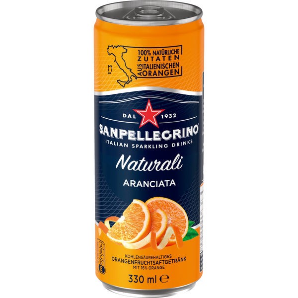 24 blikken San Pellegrino Aranciata a 0,33L inc. € 6,00 eenmalige borg limonade