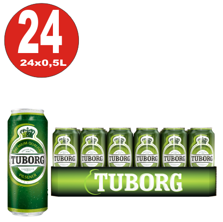 24x 0,5L Dosen Tuborg Pilsener aus Dänemark 4,9% Vol.-_EINWEG