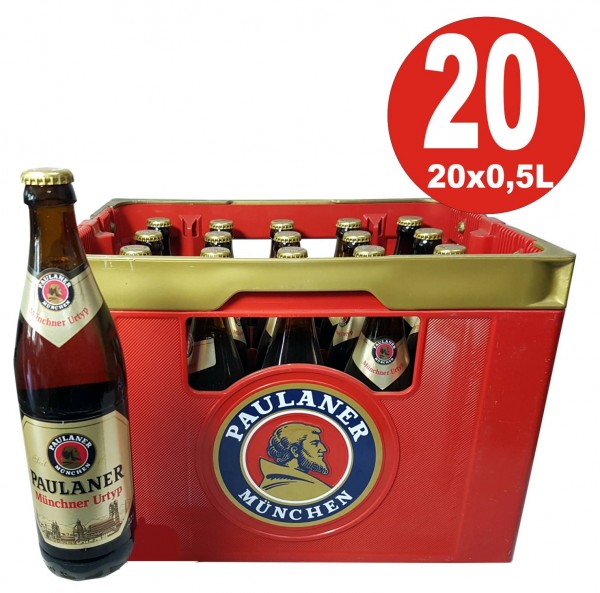 20 x Paulaner Münchner Urtyp 0,5 L - 5,5% Alkohol Originalkiste MEHRWEG