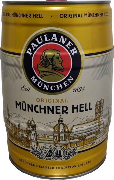 4 x Paulaner Münchner Hell 5 Liter 4,9% vol Partyfass EINWEG