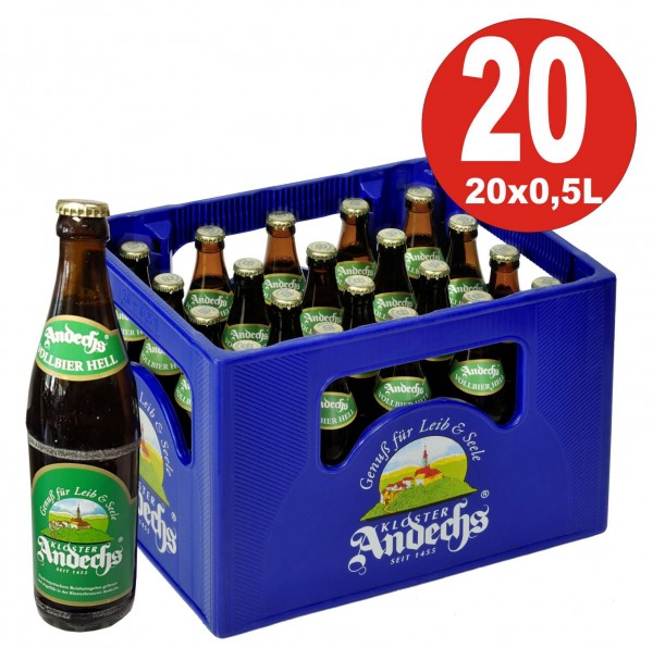 20 x Andechser Vollbier hell 0.5l - 4,8% vol. Alkohol Originalkiste MEHRWEG