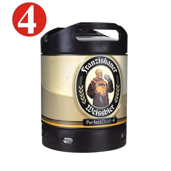 4x Franziskaner Weissbier Perfect Draft 6 Liter Fass 5,0 % vol MEHRWEG